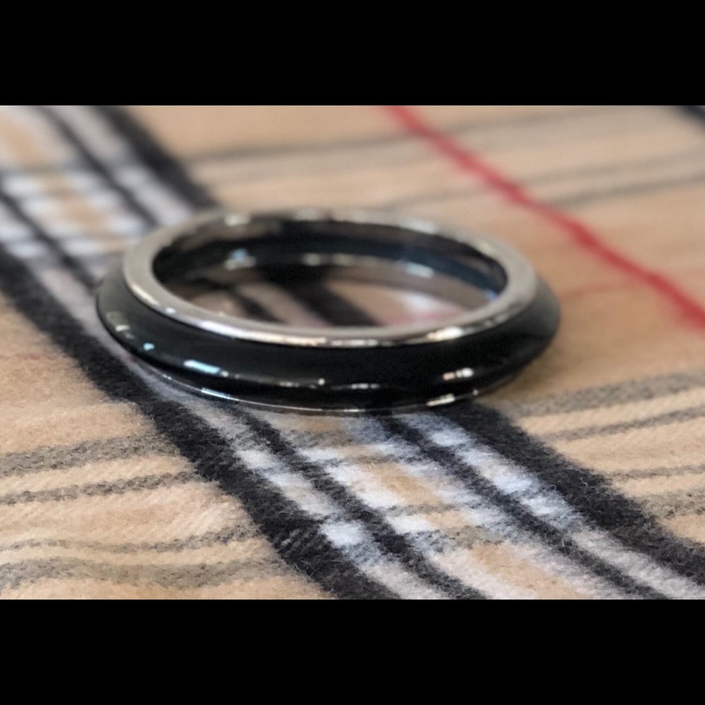 Vintage Silver and Black Bangle Bracelet